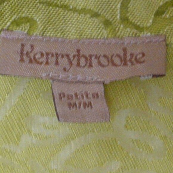Kerry Brooke Women's Sheer Blouse Top Button Down Shirt Green Size Petite M - Picture 5 of 7